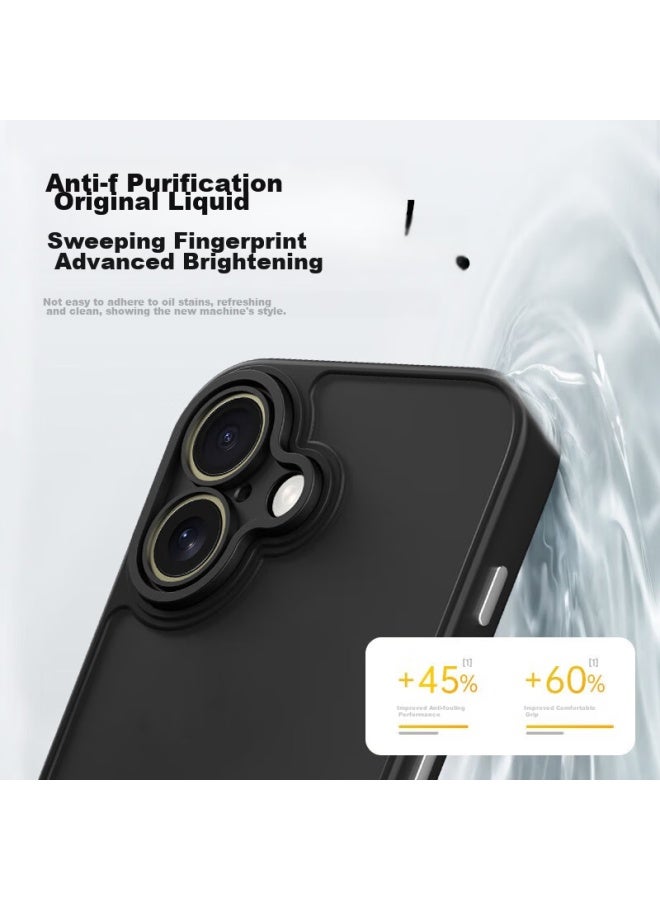 Keklle Iphone 16 Case, Apple 16 Protective Cover, Semi-transparent Frosted Shockproof Anti-fingerprint Full Lens Protection Soft Edge Case, Midnight Black - Image 2