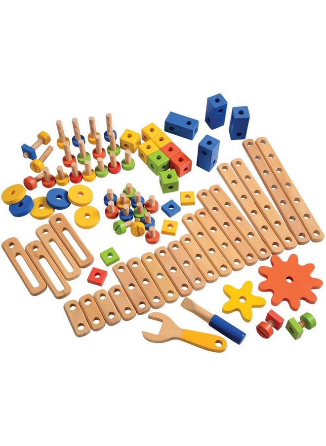 Constructive Playthings Constructive Playthings Wood Stress Nut and Bolt Builder with Activity Cards, Building Toys for Toddlers, Early STEM and Fine Motor Skills, 84-Piece Kids Playset, Ages 3 Years Plus  - Image 2