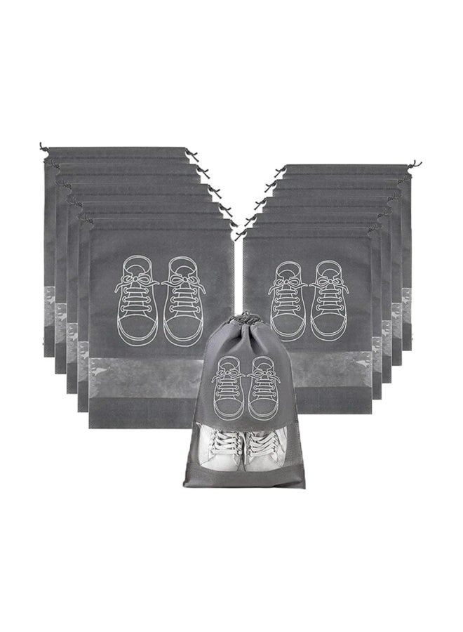 12-Pack Shoe Bags for Travel, Large Portable Shoe Organizers for Men and Women, 6 Black and 6 Grey, Dust-Proof Storage - Image 4