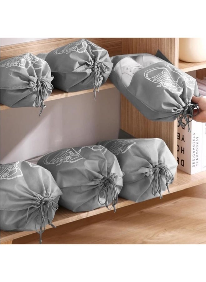 12-Pack Shoe Bags for Travel, Large Portable Shoe Organizers for Men and Women, 6 Black and 6 Grey, Dust-Proof Storage - Image 3