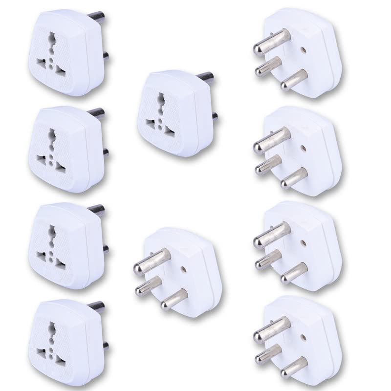 MX 3 PIN TypeD Universal Socket PlugWorldwide Travel Adaptor Multi Plug Conversion Plug Socket Connector Converts 15 Amps to 5 Amps PC Moulded Pack of 10 - Image 1