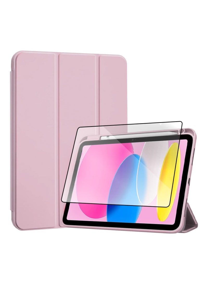 جلاسولوجي Bundle for iPad Air 13 2024 Slim & Lightweight Y Fold Case with Enhanced Screen Protection, Auto Wake Sleep Functionality, Magnetic Snap On Design, and Dual Side Protection in Pink - Image 1