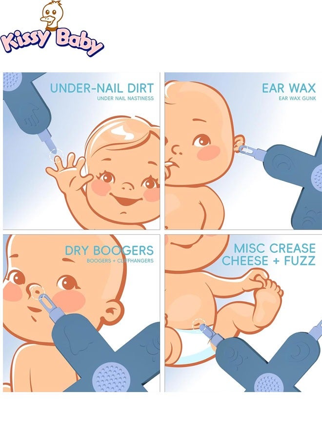 Kissy Baby 2Pcs Baby 4-in-1 Nose and Ear Cleaner, Nose, Nail and Ear Cleaner, Nail, Nose and Ear Gadget, Safe Ear Wax Removal Tool and Baby Nose Cleaner Nail Cleaner for Baby (Blue+Purple)  - Image 3