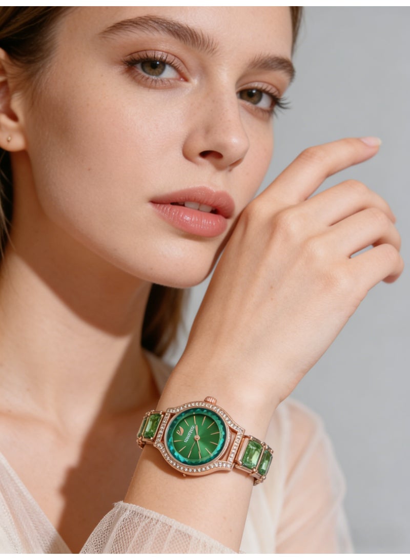 سواروفسكي SWAROVSKI 5630840 Octagon Cut Bracelet Watch | Green Crystal Rose Gold-Tone Ladies' Watch with Crystal Pavé Bezel - Image 3