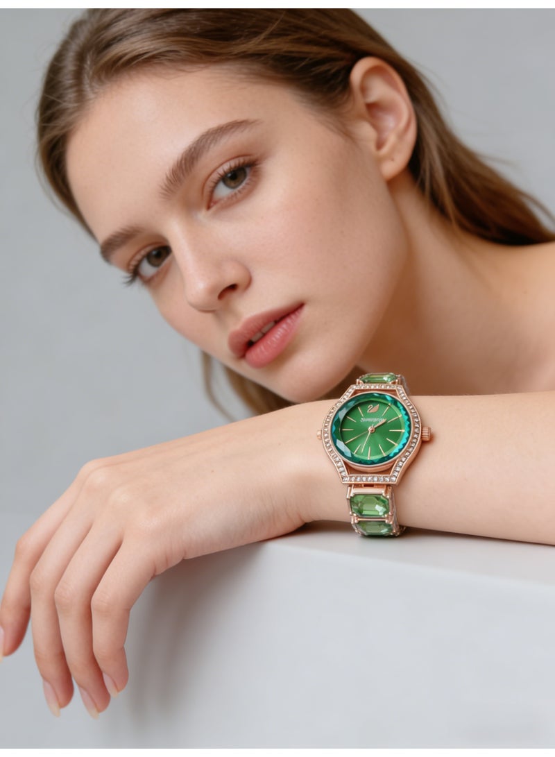 سواروفسكي SWAROVSKI 5630840 Octagon Cut Bracelet Watch | Green Crystal Rose Gold-Tone Ladies' Watch with Crystal Pavé Bezel - Image 2
