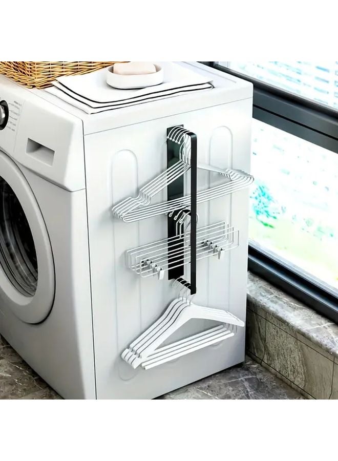 Black Small Magnetic Hanger Organizer Storage Rack for Washing Machine Closet Laundry Room - Image 2