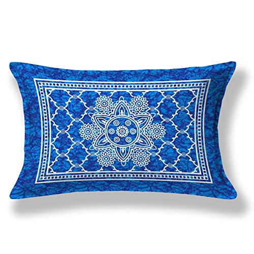 Colorish 120 TC Cotton Blend Mandala Printed Jaipuri Bedsheet for Single Bed with 1 Pillow Cover, Blue - Image 5