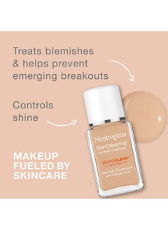Neutrogena Skinclearing Oil Free Acne And Blemish Fighting Liquid Foundation With Salicylic Acid Acne Medicine Shine Controlling For Acne Prone Skin 80 Medium Beige 1 Fl. Oz  - Image 3