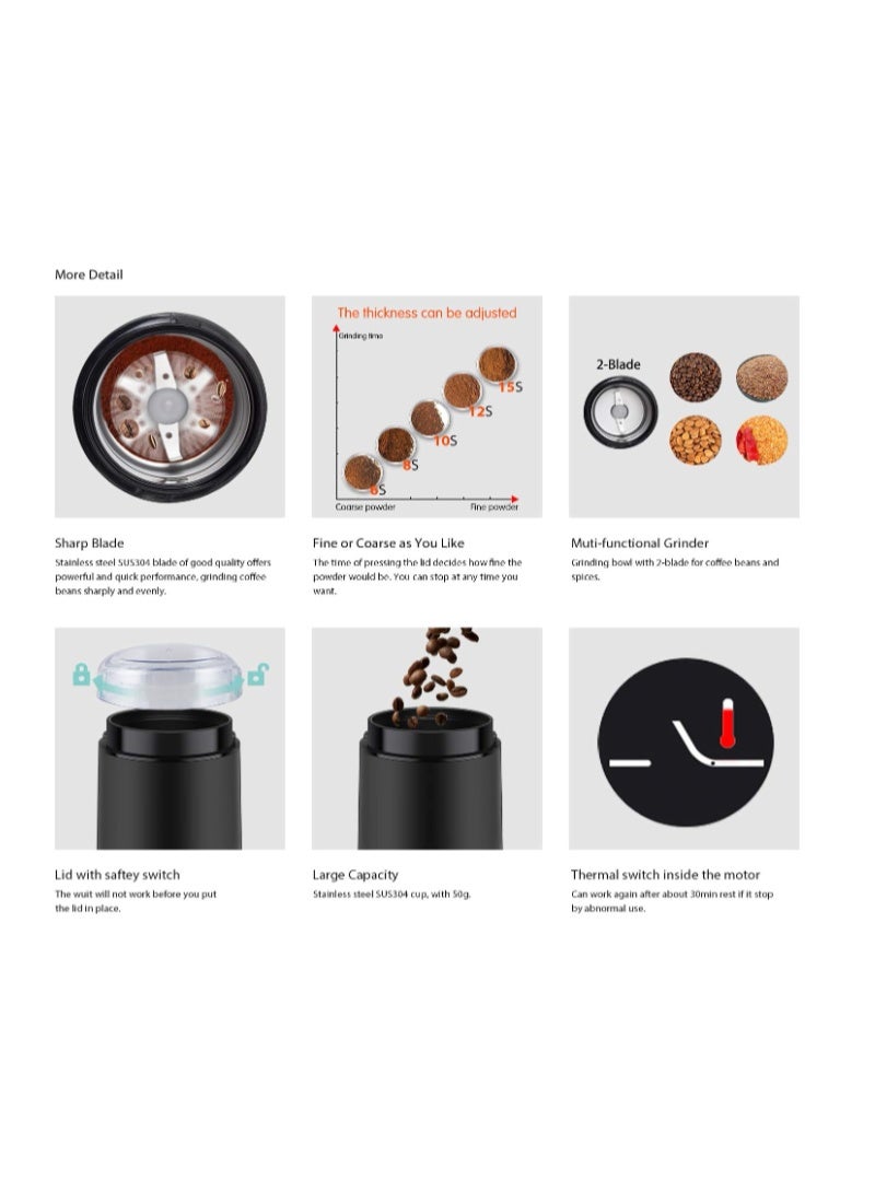 DR MILLS DM-7441 Electric Dried Spice and Coffee Grinder, Blade & cup made with SUS304 stainless steel - Image 5