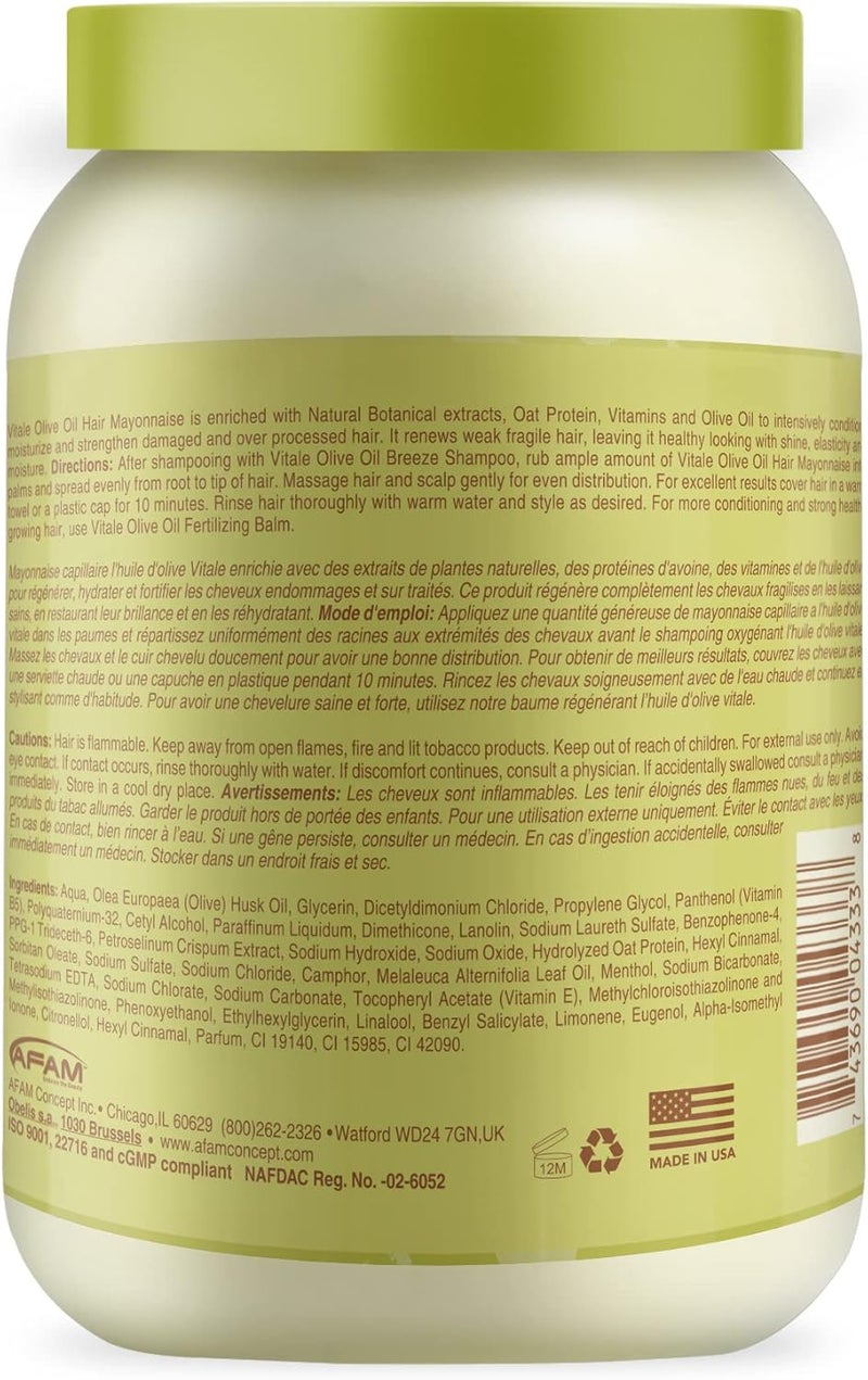 Vitale Pro Olive Oil Hair Mayonnaise with Oat Protein & Pro Vitamins - 30 oz - Image 2