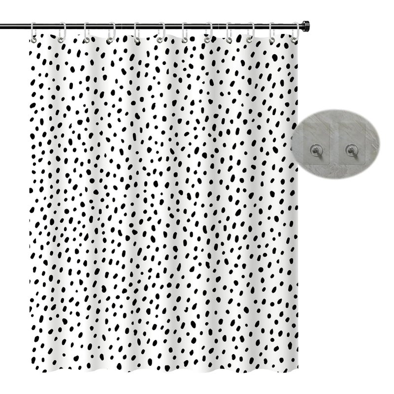 HULEBIN Black Polka dot Shower Curtain Fabric for Bathroom Small Cute Trendy Design Black Polka dots on White Waterproof Polyester Fabric Bathtub Shower Curtain for Kids72x72 inches