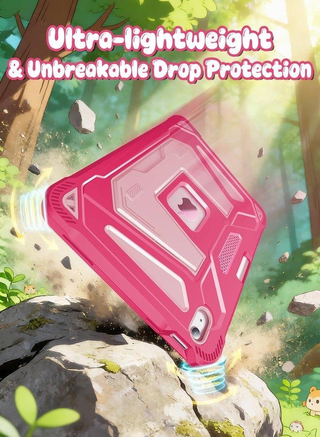 INFILAND Kids Case for iPad A16 11th Generation 11 Inch (2025), iPad 10th Generation 10.9 Inch (2022), Heavy Duty Rugged Shockproof Protective Cover with Dual-Support Folding Kickstand (Magenta-Pink) - Image 5