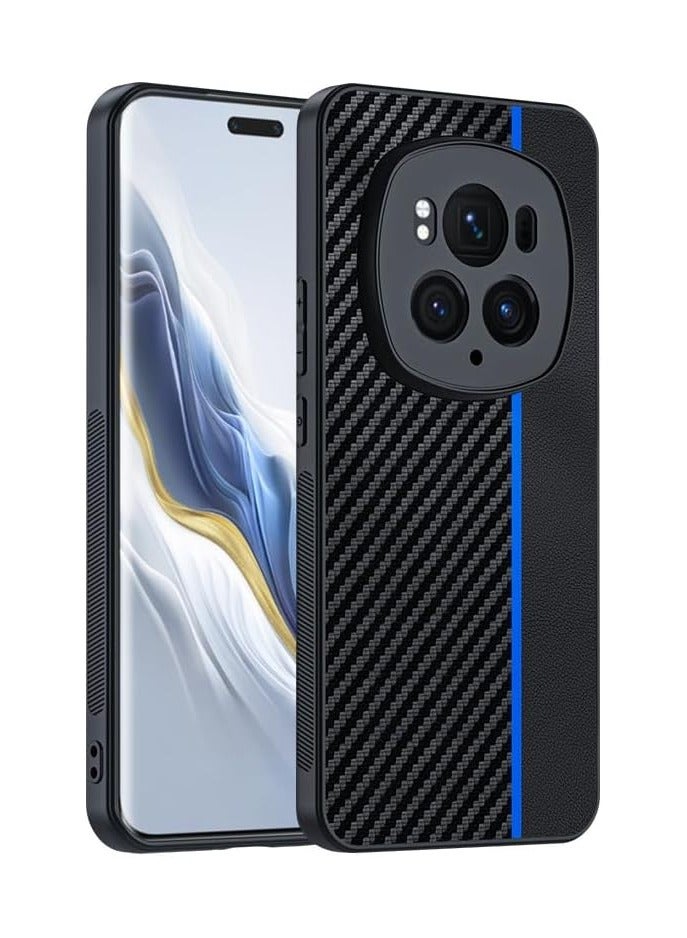 general Honor Magic 6 Pro,Carbon Fiber PU Leatrher Skin Case Anti-Shock Case for Magic 6 Pro