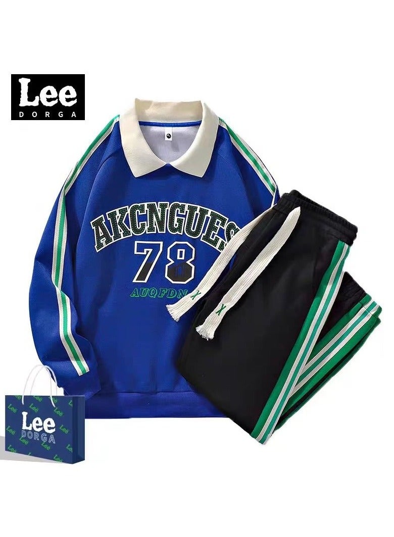 LEE Sweatshirt Set Loose Collar Long Sleeve Casual Sports Two Piece Set  - Image 1