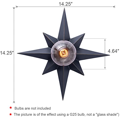 VILUXY Flush Mount Ceiling Light, Black Star Light Fixtures Ceiling for Hallway, Entryway, Study Room, Bedroom - Image 2