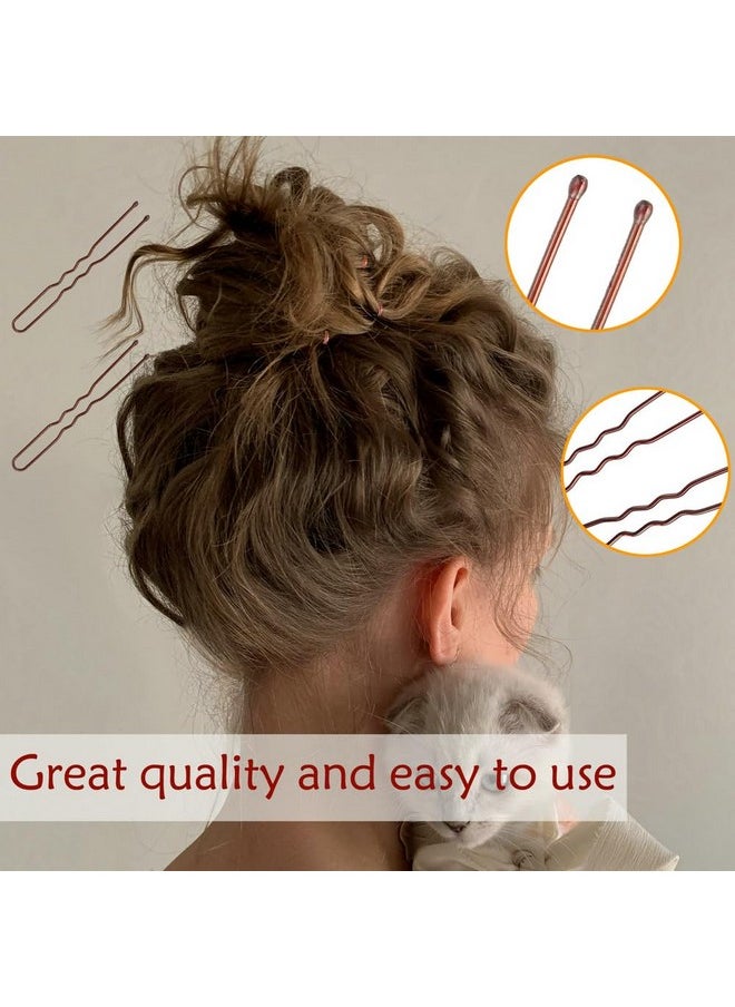 YINGFENG 330 Count U Shaped Hair Pins Brown, YINGFENG 2.4inch Brown Bun Pins Bun Hair Pins for Women Girls with Storage Box, Hair Accessories for All Hair Types  - Image 2