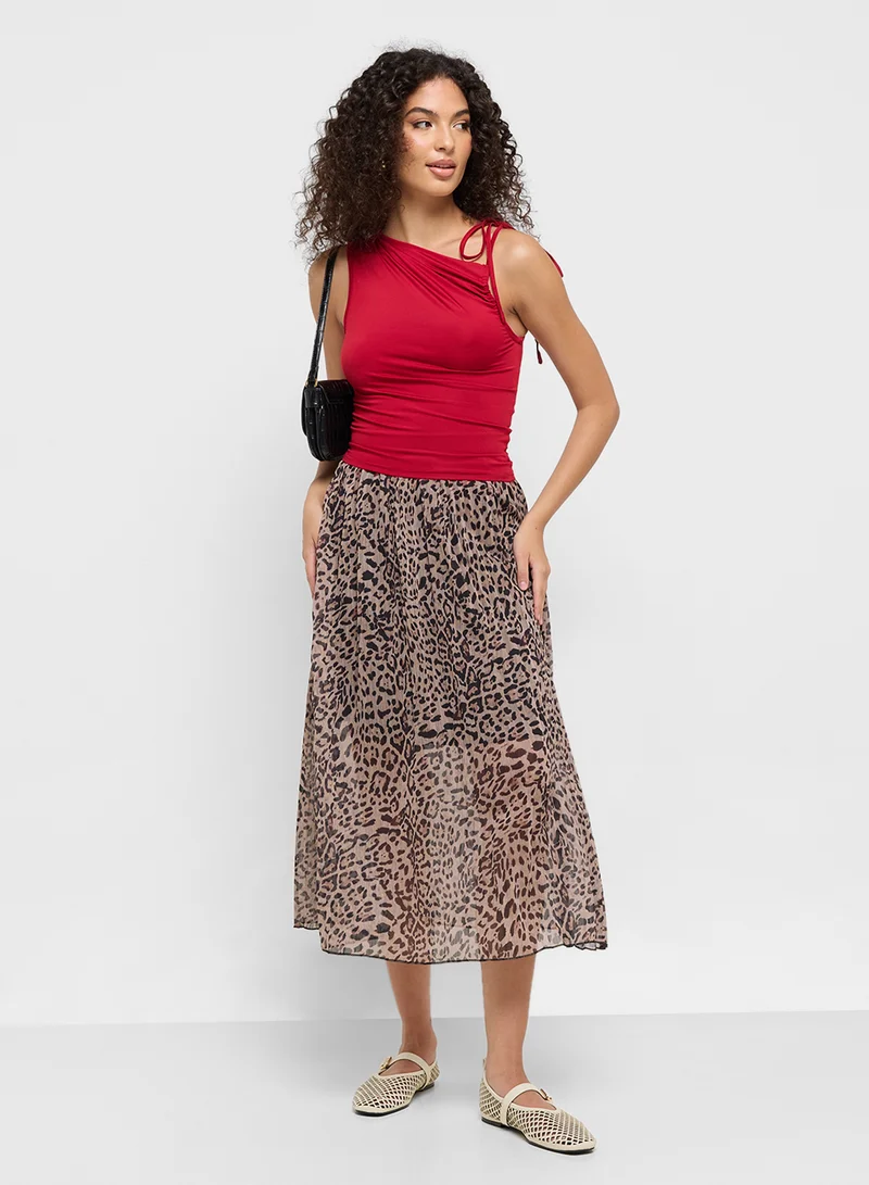 Ginger Assymetric Shoulder Tie Up Detail Top