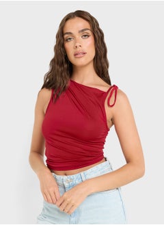 Ginger Assymetric Shoulder Tie Up Detail Top  - Image 1