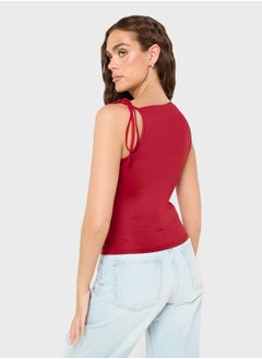 Ginger Assymetric Shoulder Tie Up Detail Top  - Image 2