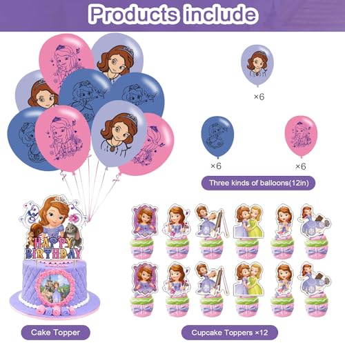 karg Princess Birthday Party Decoration, Princess Include Princess Theme Birthday Banner, Cake Topper, Latex Balloons for Fans Birthday Party Supplies - Image 3