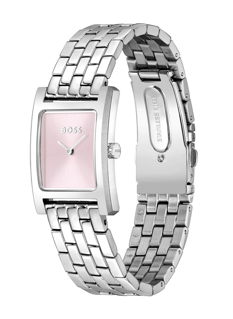 HUGO BOSS ساعة نسائية مستطيلة أنالوج بعلبة وردية - 1502743  - Image 1