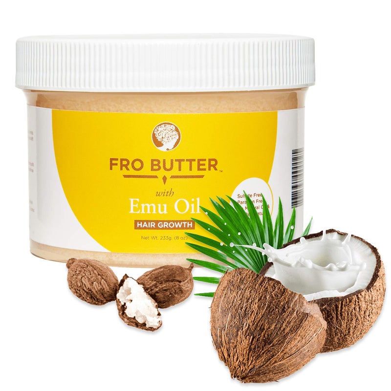 Fro Butter Emu Oil for Hair Growth For Black Women  Natural Hair Butter  Deep Moisturizer for Dry Brittle Hair  8 oz