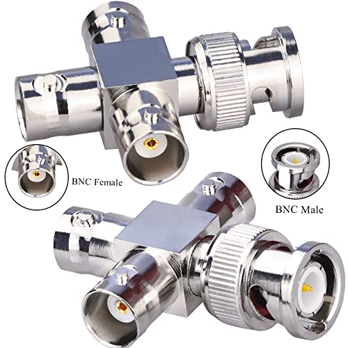 TUOLNK 2 Pack BNC Male to 3 Female Jack T Type RF Coaxial Connector 4 Way Splitter Coax Adapter for Broadcast/Extension Cable BNC Tee Connectors T-Shaped - Image 5