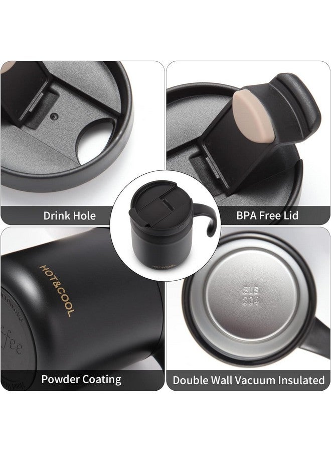 Potency كوب السفر القوي، كوب قهوة معزول بغطاء، عزل فراغ من الفولاذ المقاوم للصدأ قابل لإعادة الاستخدام للقهوة والشاي الساخن والبارد، كوب حراري مع قاعدة غير قابلة للانزلاق (أسود، 500 مل) - Image 3