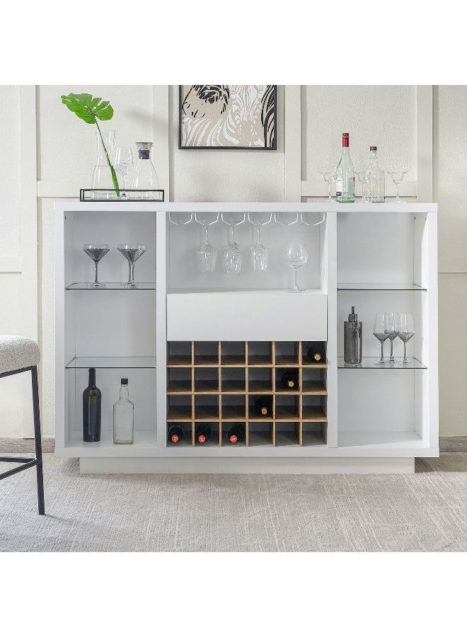Pan Home Malacca Bar Cabinet With Shelf - White  - Image 1