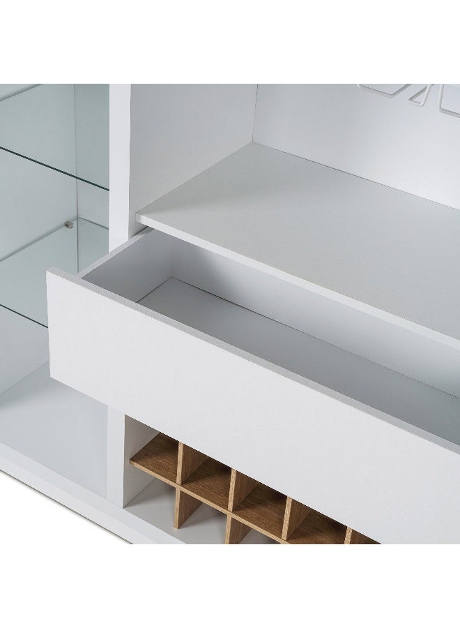 Pan Home Malacca Bar Cabinet With Shelf - White  - Image 3