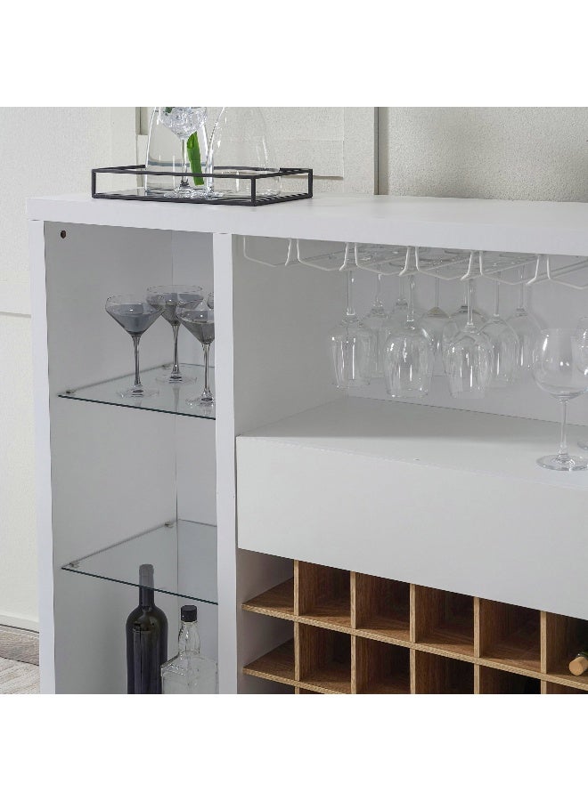 Pan Home Malacca Bar Cabinet With Shelf - White  - Image 4