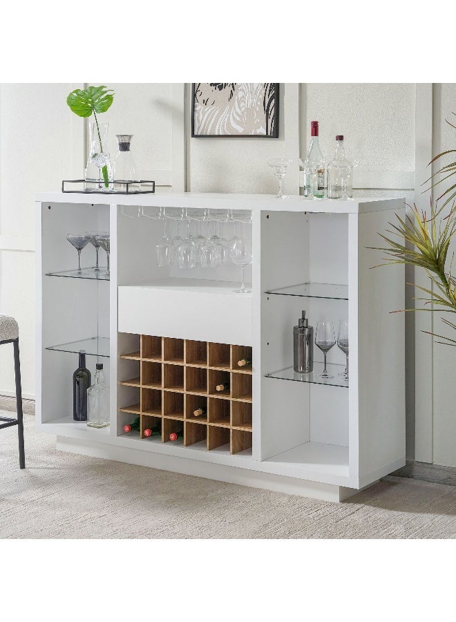 Pan Home Malacca Bar Cabinet With Shelf - White  - Image 5