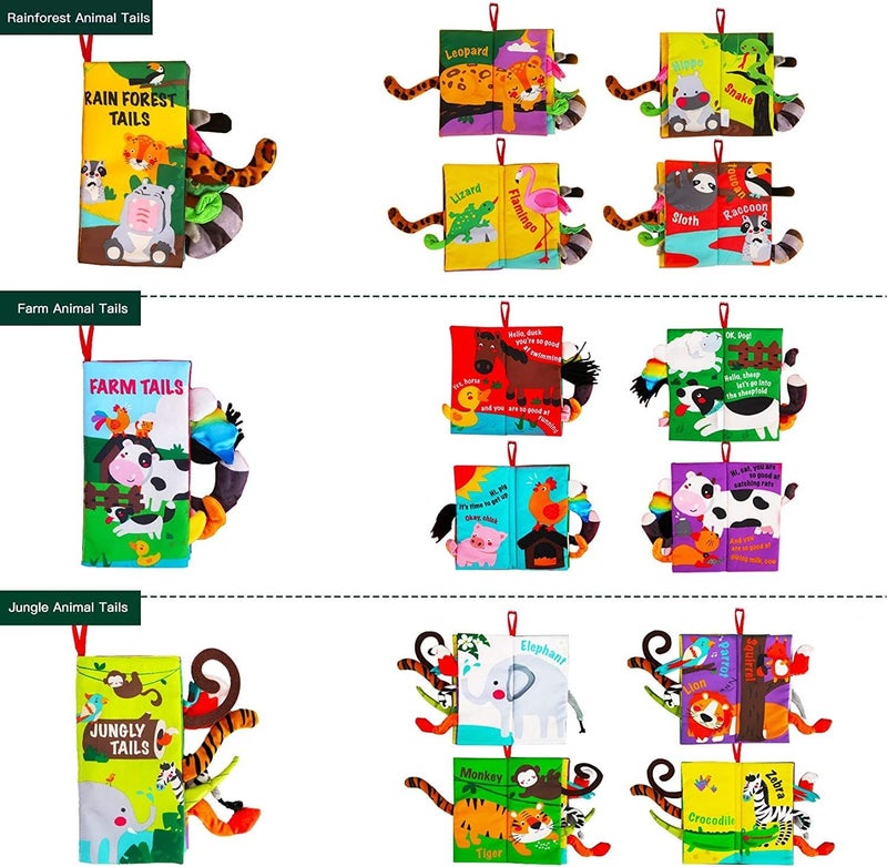 beiens Baby Books Toys - 3PCS Touch and Feel Cloth Crinkle Soft Books for Infants - Image 2
