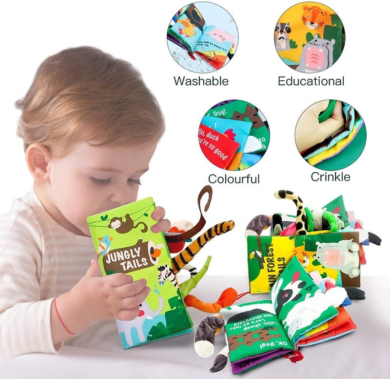 beiens Baby Books Toys - 3PCS Touch and Feel Cloth Crinkle Soft Books for Infants - Image 3
