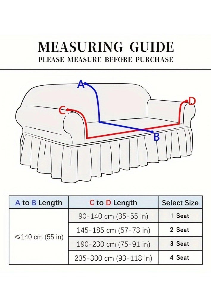 Arabest sofa cover 3 seater leaf pattern sofa cover super elastic waterproof and wrinkle resistant full wrap Couch Slipcover with skirt exquisite and delicate non-slip flexible jacquard Sofa Slipcover Cream 190-230CM - Image 2