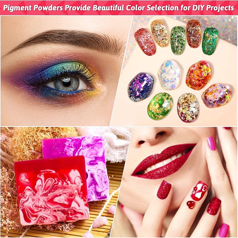 KEDIA Mica Powder16 Colors Resin Pigment Cosmetic Grade Mica Powder for Epoxy Resin Candle Making Bath Bomb and Slime 10gEach - Image 2