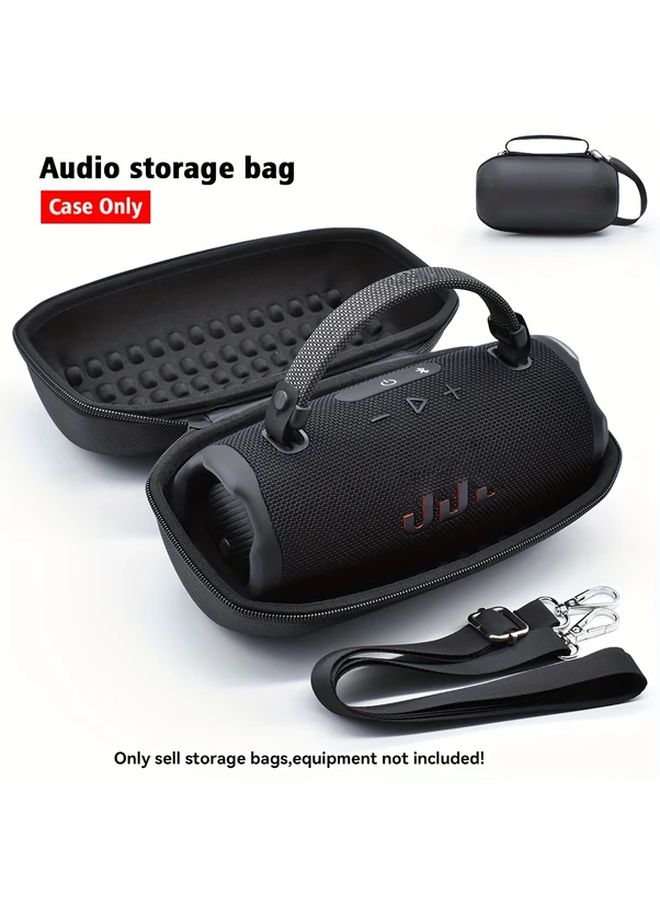Black EVA Case with Shoulder Strap for Portable Speaker Travel Sound System Organizer - Image 1