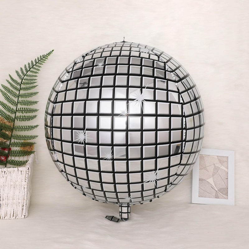 Laackys 6-Pack 22 Inch Silver 4D Disco Ball Balloons - Decorations for 90s Dancing Queen Party - Image 4