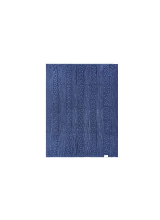 infancie Organic Baby Knitted Shawl Blanket (80x110cm) Dark Blue  - Image 2