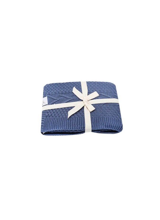 infancie Organic Baby Knitted Shawl Blanket (80x110cm) Dark Blue  - Image 3