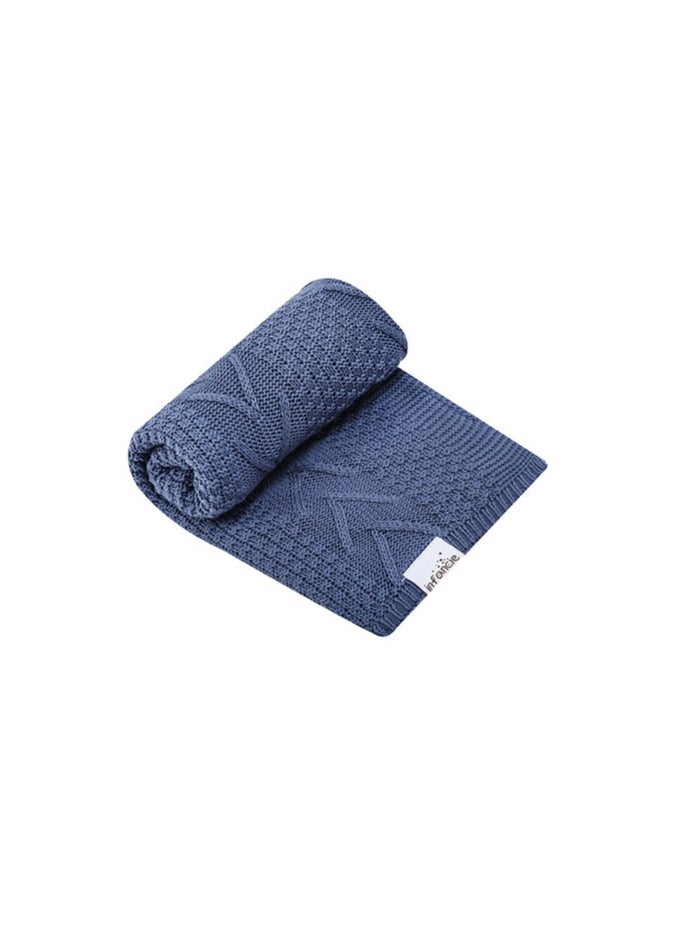 infancie Organic Baby Knitted Shawl Blanket (80x110cm) Dark Blue  - Image 4