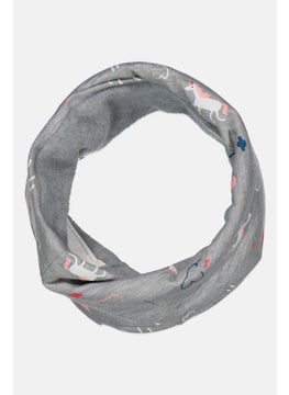 Lefties Kids Girl Allover Print Neck Scarf, Grey  - Image 1