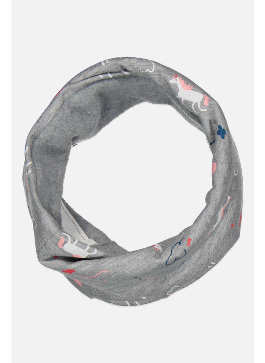 Lefties Kids Girl Allover Print Neck Scarf, Grey  - Image 1
