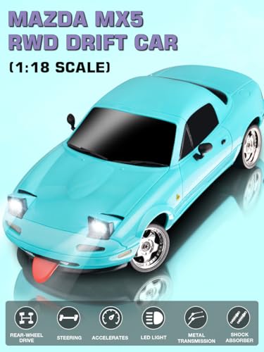 SVERTIBO LD1804 118 Scale RC Drift Car Mini Mazda MX5 RC Model Car 24GHz RWD Miata RC Vehicles with Gyro for LED Lights for Adults Hobby Toys - Image 5
