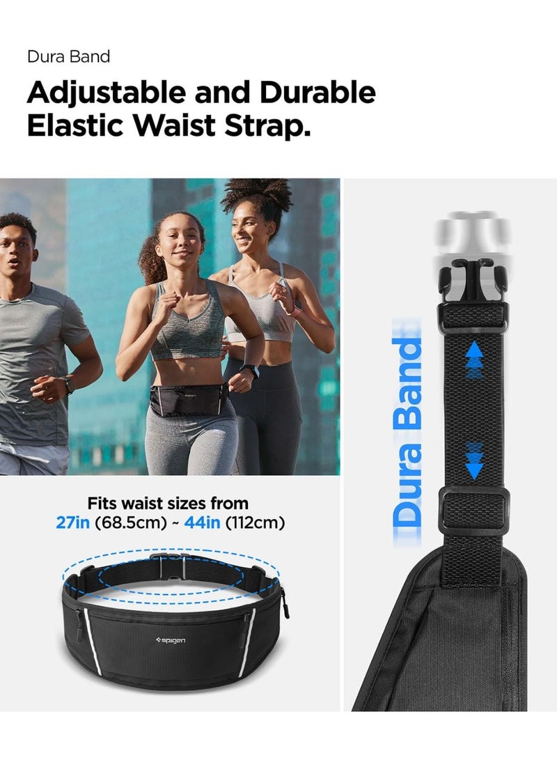 Spigen Dynamic Shield Running Waistpack Belt Bag [3 Pockets] Light Weight Phone Holder up to 6.9 Inch [Water Resistant] with Reflective Strip and Adjustable Waist Strap - Black - Image 5