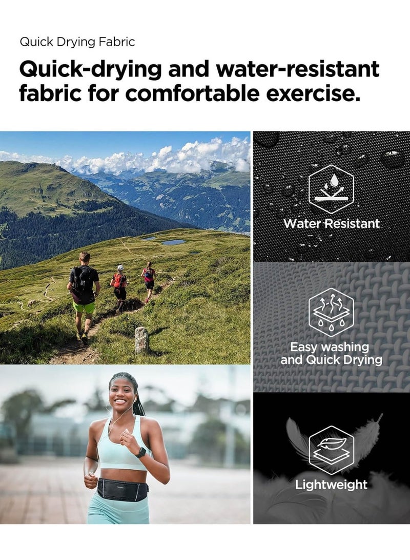 Spigen Dynamic Shield Running Waistpack Belt Bag [3 Pockets] Light Weight Phone Holder up to 6.9 Inch [Water Resistant] with Reflective Strip and Adjustable Waist Strap - Black - Image 2