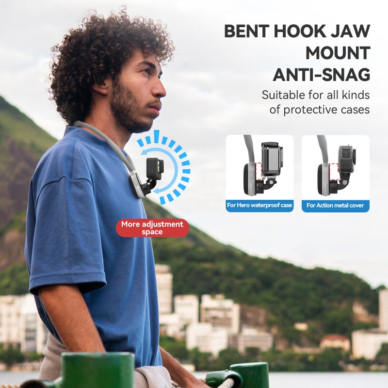Action Camera Neck Holder: Grey 2.0 Max, Wide Compatibility, 300g Load Bearing - Flexible Rotary Damping Structure, Selfie Neck Holder for Sports Camera, Vlog, Hiking, Riding, Fishing Video Recording - Image 3