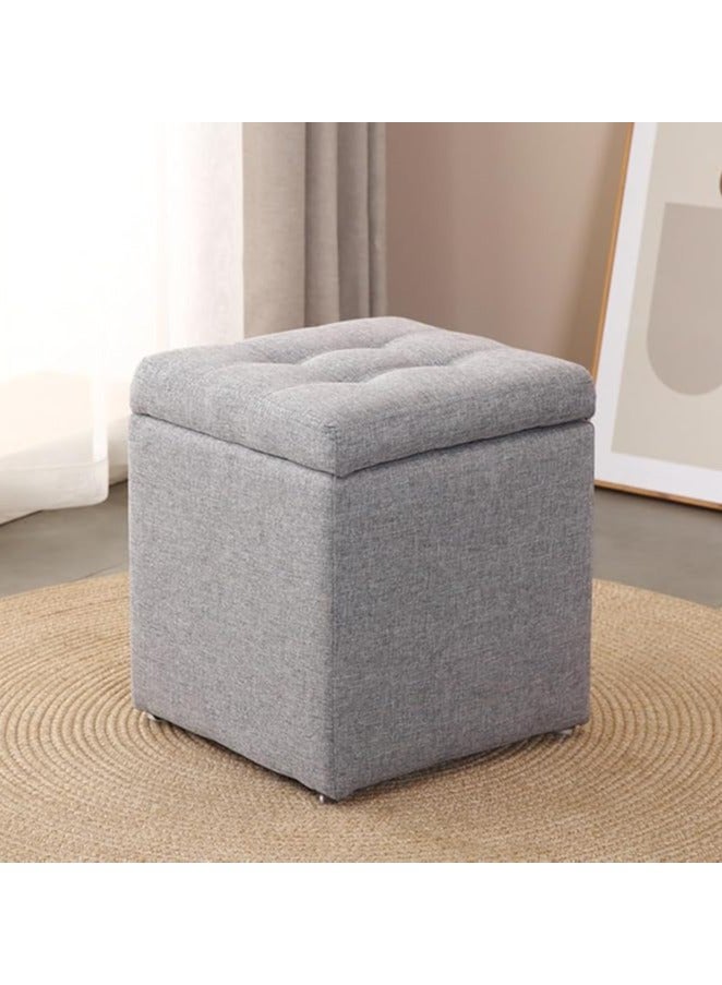 LINGWEI Premium Ottoman Storage Stool with Flip-Top Lid, Compact Design 30x35x30cm - Image 1