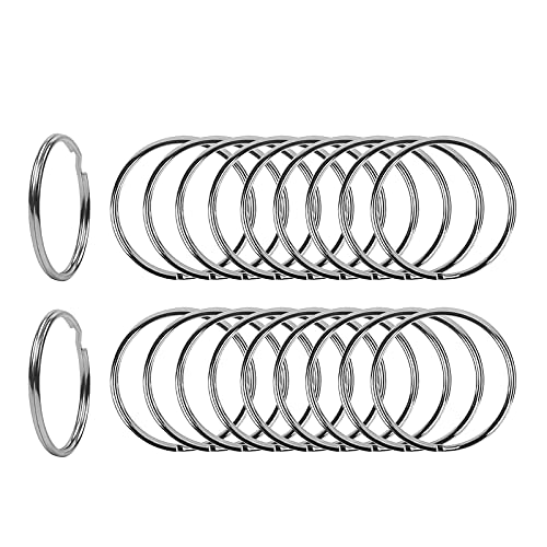 Newflager 2 Inch Flat Key Rings - Large Split Key Rings - Silver Steel Round Edged Circular Keychain Ring Clips - Sturdy Key Chain Ring Connector (Pack of 20) - Image 1