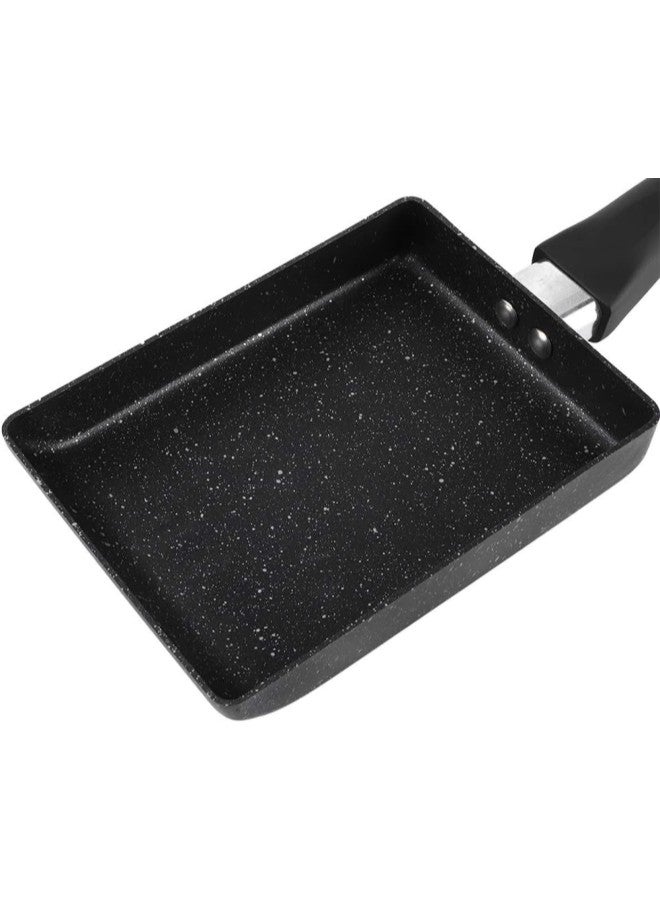 silvercnc Japanese Tamagoyaki Omelette Pan Non Stick Frying Pan Aluminum Alloy Egg Pan Black Rectangle Mini Frying Pan for Gas Cookers, 13.8x5.3inch  - Image 4
